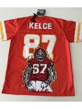 Kansas City Kelce Football Jersey Men's Size X-Large Brand X Red, New